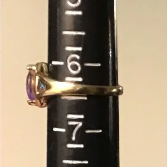 14K Gold ring with 5 marquis shaped‎ gemstones